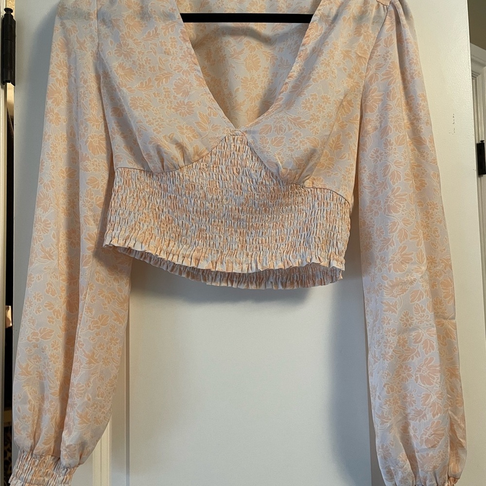 Urban outfitters cropped floral blouse